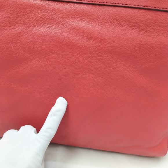 Fossil Red Leather Double Handles Zipper Closure Tote Shoulder Bag - Picture 6 of 16